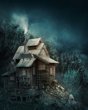 Witch House In Mysterious Forest