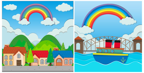 Wall Mural - A Set of Beautiful Rainbow Scene