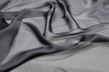 Wall Mural - Silk chiffon fabric, black.