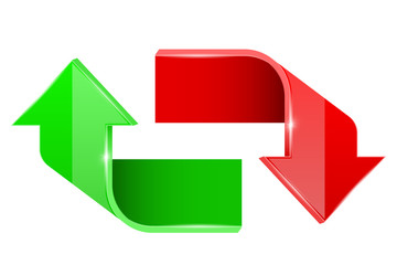 Wall Mural - red and green arrows. up and down 3d symbols