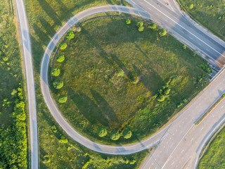 Road junction view from the bird's eye view