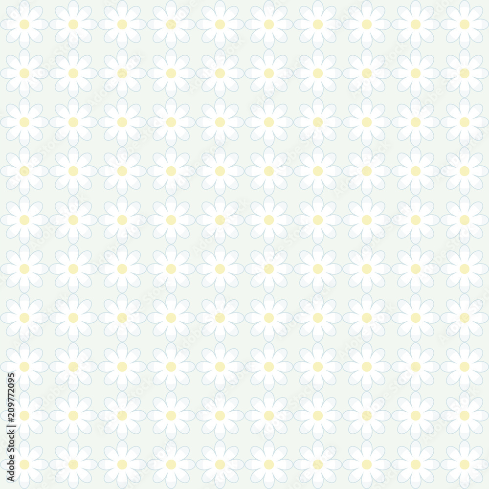 correct simple pattern of white cute daisies with a yellow center on a ...