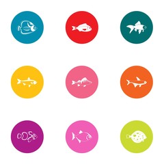 Wall Mural - Minnow icons set. Flat set of 9 minnow vector icons for web isolated on white background