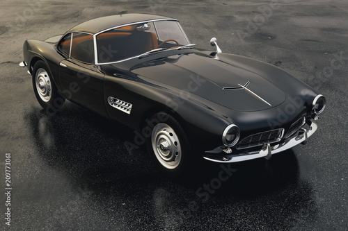 3d vintage beautiful black sport car © DigitalGenetics