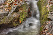 Long exposure about a small spring with waterfall in autumn Esztergom, Hungary