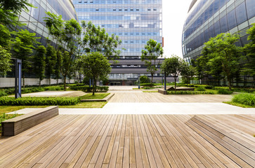 Leinwandbilder - Panoramic skyline and buildings with empty concrete square floor,chongqing,china