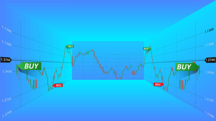 Leinwandbilder - Vector abstract illustration. Financial market data. Forex trading concept. Stock exchange symbol.3D Vector  illustration