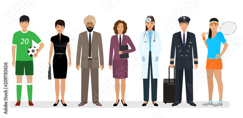 Group Of Seven People With Different Occupation Employment And