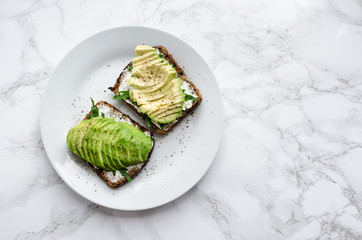 Wall Mural - Avocado toasts on rye bread