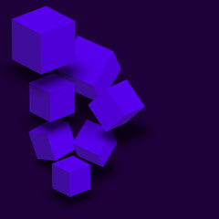 Wall Mural - Purple background with blue 3d cubes.