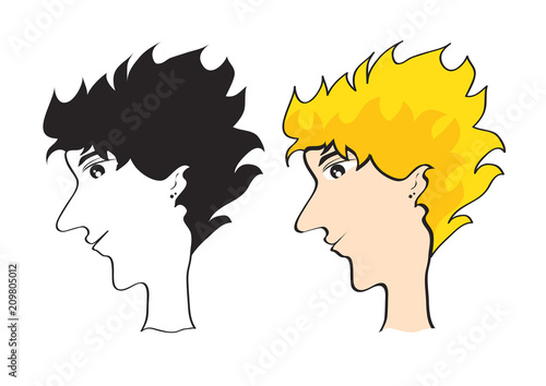 Young Man Short Hair Style Icon Male Face Logo Man Salon Sign