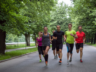 runners team on morning training