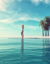 Tropical Island - Woman Standing On Tropical Beach