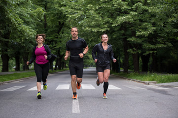 runners team on morning training