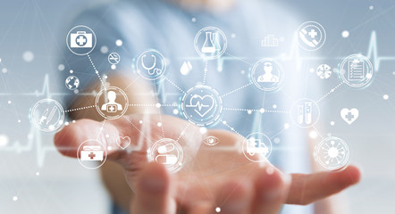 Leinwandbilder - Businessman using digital medical interface 3D rendering