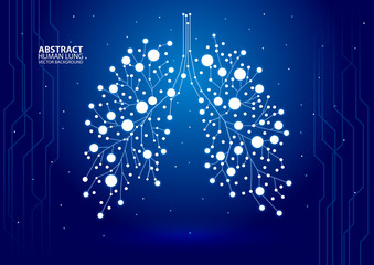 abstract human lung vector with dots and lines
