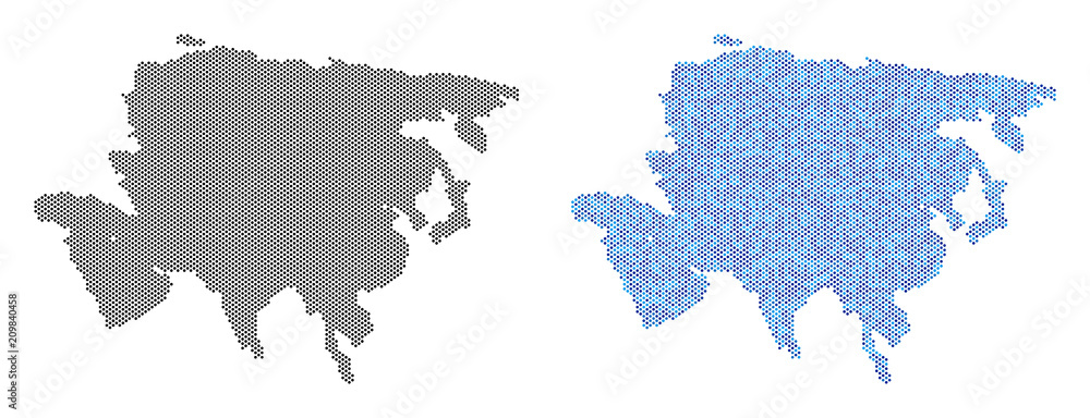 Round point Asia map variants. Vector territorial plans in black color ...