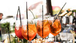 .process of preparation of a cocktail Aperol  spritz close-up.
