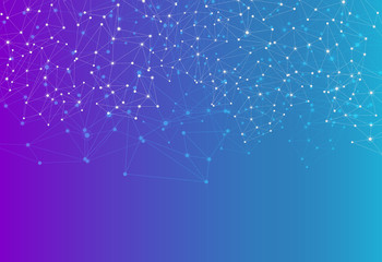 Wall Mural - blue global communication banner with network.