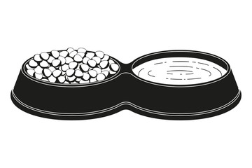 Wall Mural - Pet 2 sections bowl food and water silhouette