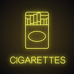 Wall Mural - Open cigarette pack neon light icon