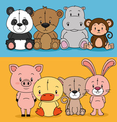 Wall Mural - little and cute animals group vector illustration design