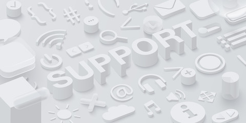 Wall Mural - grey 3d support background with ui symbols.
