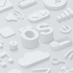Wall Mural - grey 3d operating system background with web symbols.