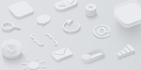 Wall Mural - grey 3d background with web symbols.