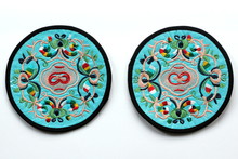 Blue Embroidered Chinese Silk Coaster/mat