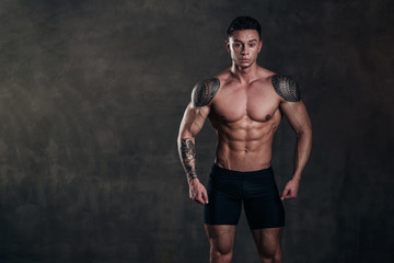 Studio Shot of a Stunning Hot Sporty Body of a Fitness Man with Perfect Forms