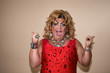 Funny drag queen. Travesty actor. 