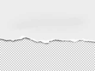 Wall Mural - Torn a half sheet of white paper from the bottom placed on transparent background. Vector template paper design.