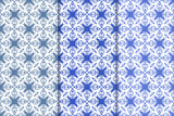 Fototapeta  - Set of floral ornaments. Vertical blue seamless patterns
