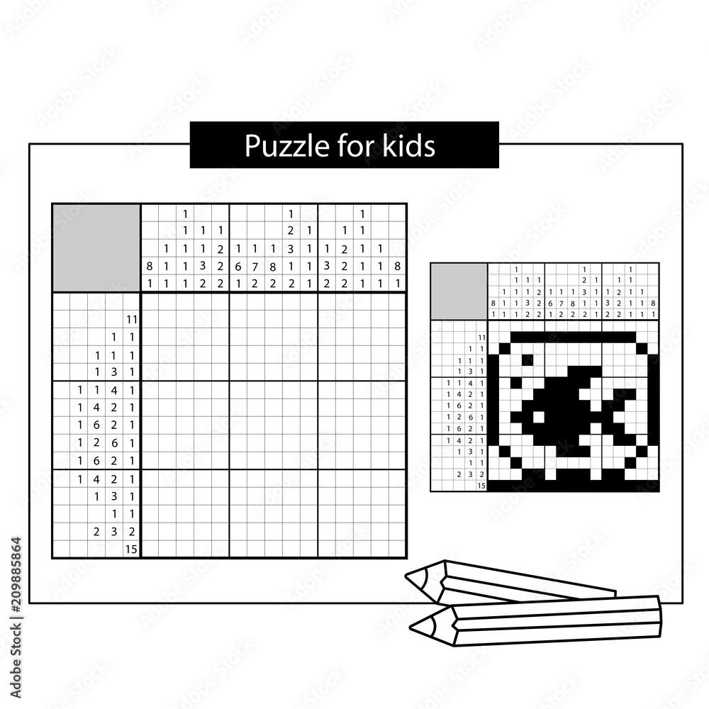Aquarium with fish Black and white japanese crossword with answer Aquarium with fish Black and white japanese crossword with answer