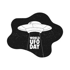 Wall Mural - UFO world day. UFO Flying Saucer Icon isolated on white background.
