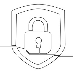 continuous one line drawing icon security lock