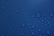 Water Drops On Blue Background Texture