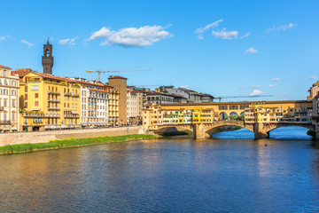 Poster - Florence and Ponte Vecchio bridge over the Arno River