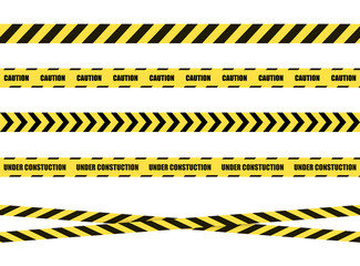 Vector Danger Sign Ribbon, Tape Isolated on White Background,Black and Yellow. 