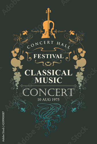 Fotografía Vector poster for a concert of classical music with place for text, vignette and