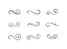 Vector Book Decoration Antique Set, Swirly Lines, Calligraphic Design Elements Isolated On White Background, Black Color.