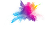 Fototapeta Motyle - Explosion of rainbow color powder on white background.