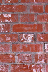 Old broken brick wall close-up background