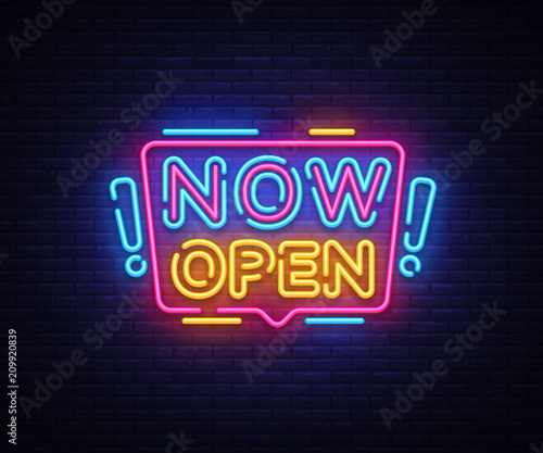 now open neon signs vector now open design template neon sign