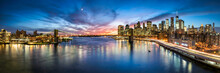 New York City Skyline Panorama Mit Brooklyn Bridge Und Blick Blick Auf Manhattan