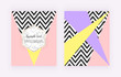 © Millaly - Modern backgrounds with geometric design, black and white lines, pink and yellow triangular shapes. Summer covers for invitation, placard, birthday, brochure, banner, layout, card, flyer