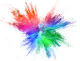 Fototapeta Tęcza - Colored powder explosion isolated on white background.