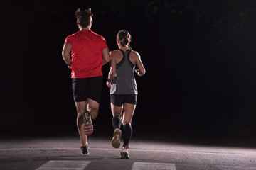 runners team on the night training