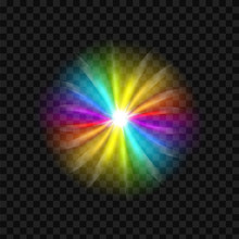 Creative Vector Illustration Of Rainbow Glare Spectrum Isolated On Transparent Background. Art Design Gay Pride Colors. Abstract Concept Graphic Element